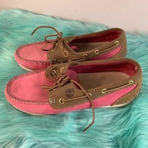 Timberland Pink Suede Leather Classic Boat Shoes